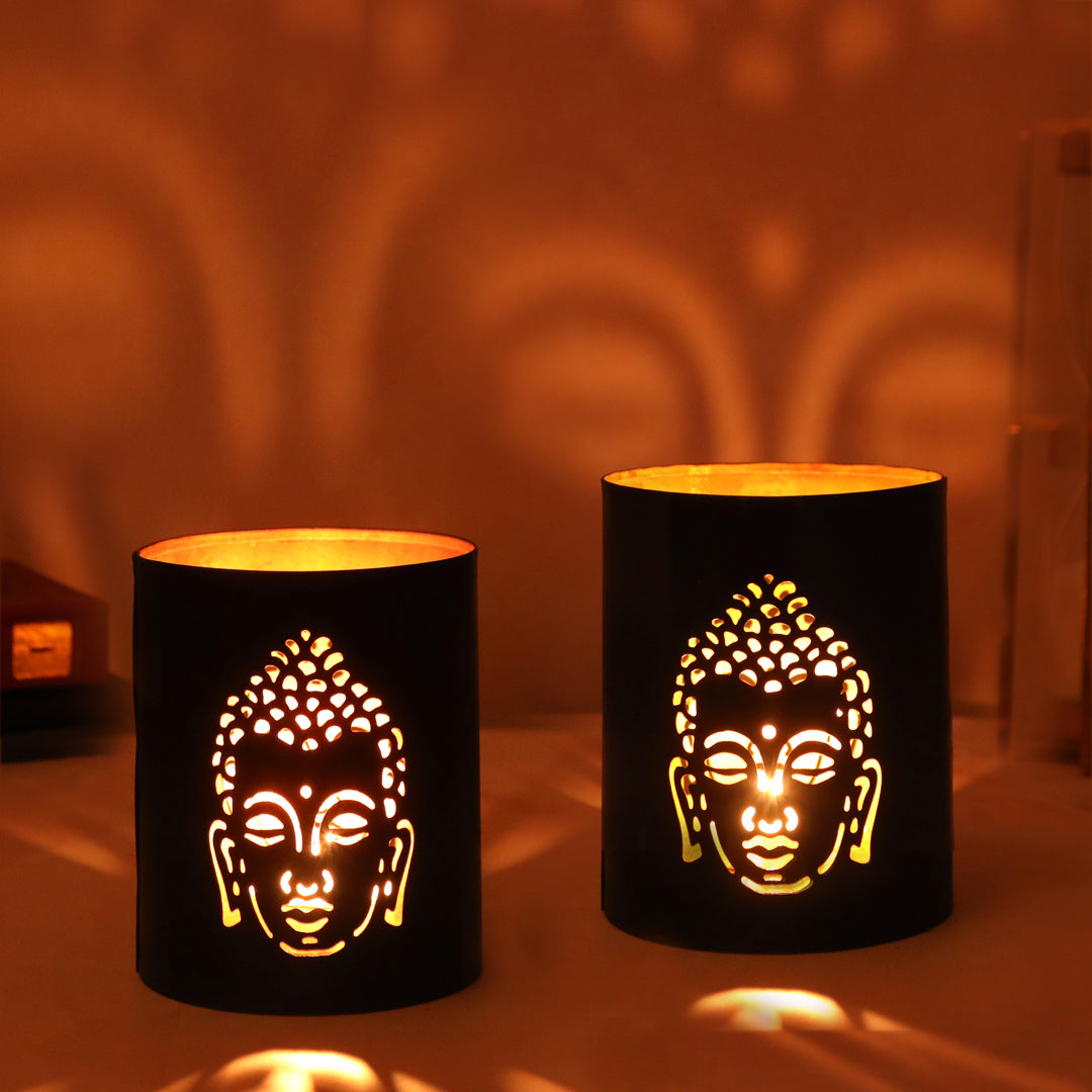 Buddha Cut Candle Stand Set Of 2 - Tea LIght Holder - The Home Co.