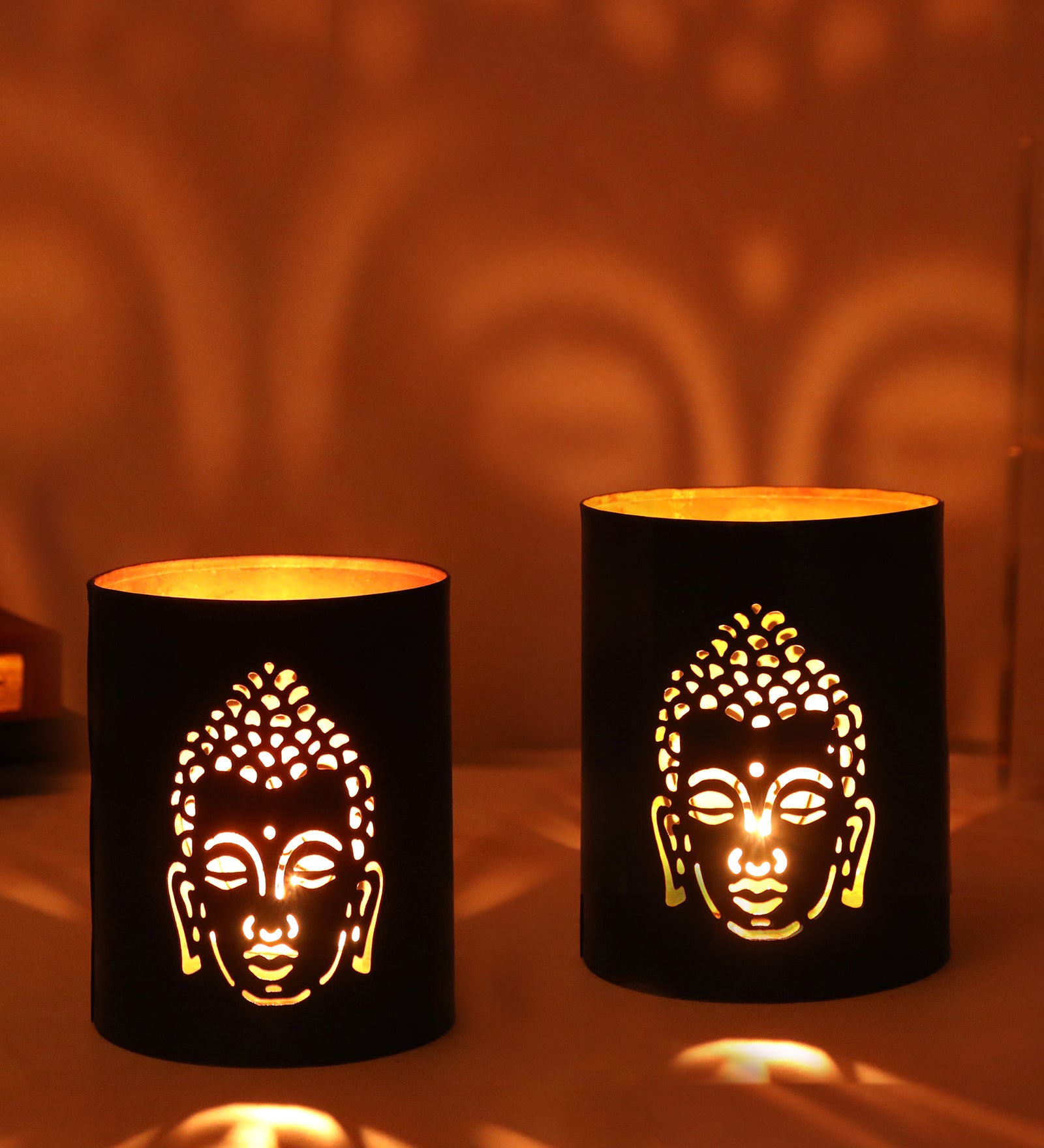 Buddha Cut Candle Stand Set Of 2 - Tea Light Holder