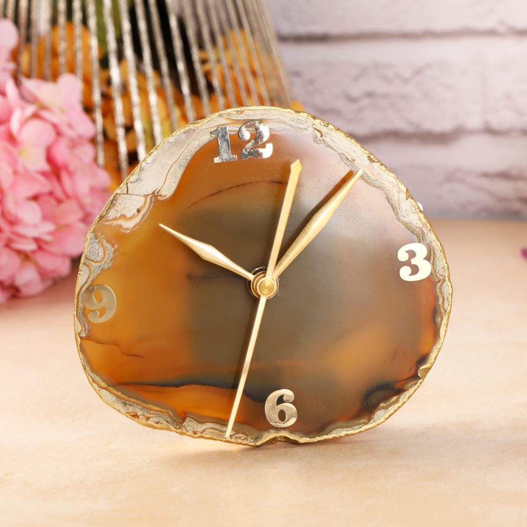 Agate Stone Desk Clock 10 - Analog Table Clock - The Home Co..