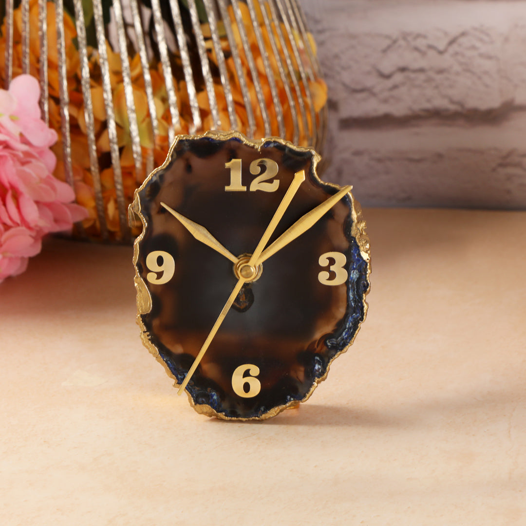 Agate Stone Desk Clock 6 - Analog Table Clock - The Home Co.