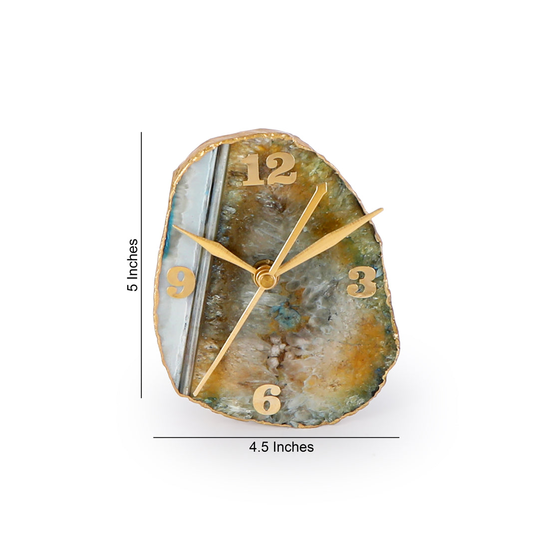 Agate Stone Desk Clock 2 - Analog Table Clock 1- The Home Co.