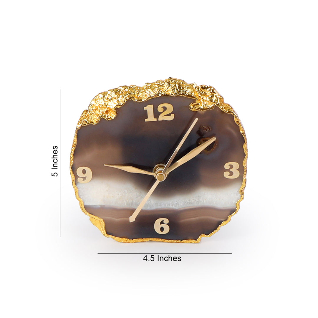 Agate Stone Desk Clock 7 - Analog Table Clock 1- The Home Co.