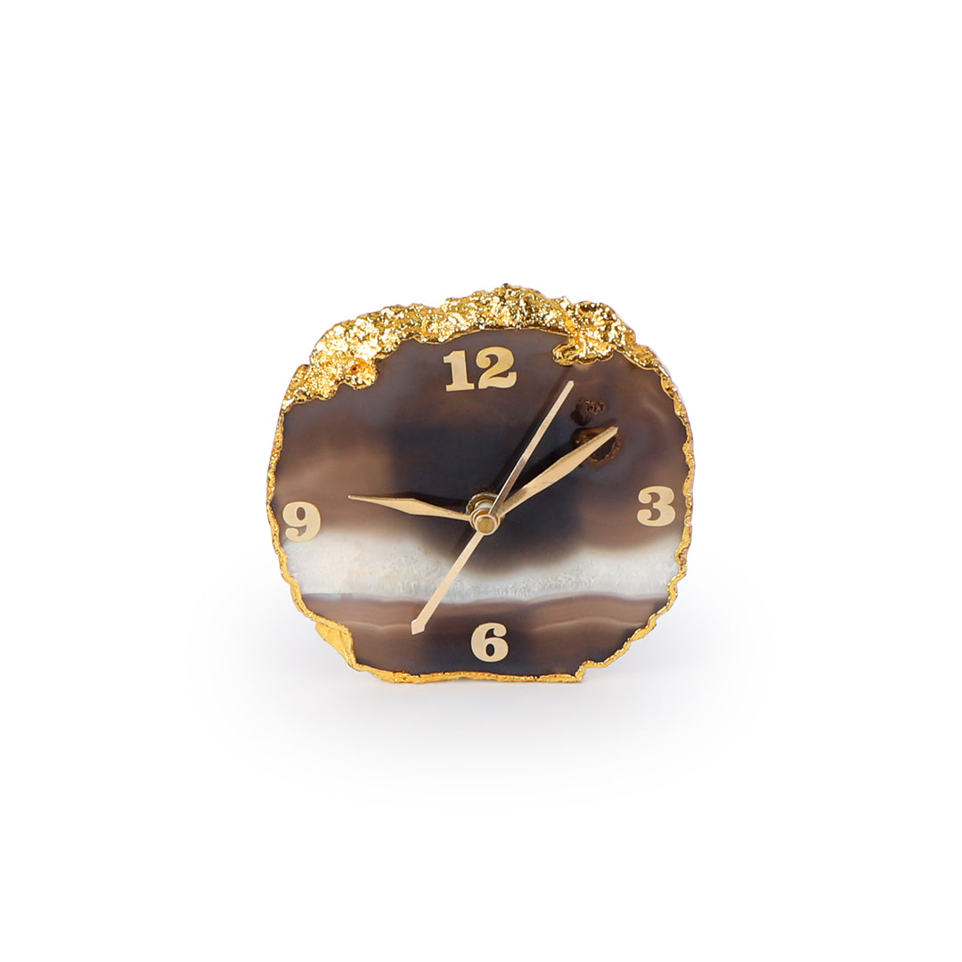 Agate Stone Desk Clock 7 - Analog Table Clock 3- The Home Co.