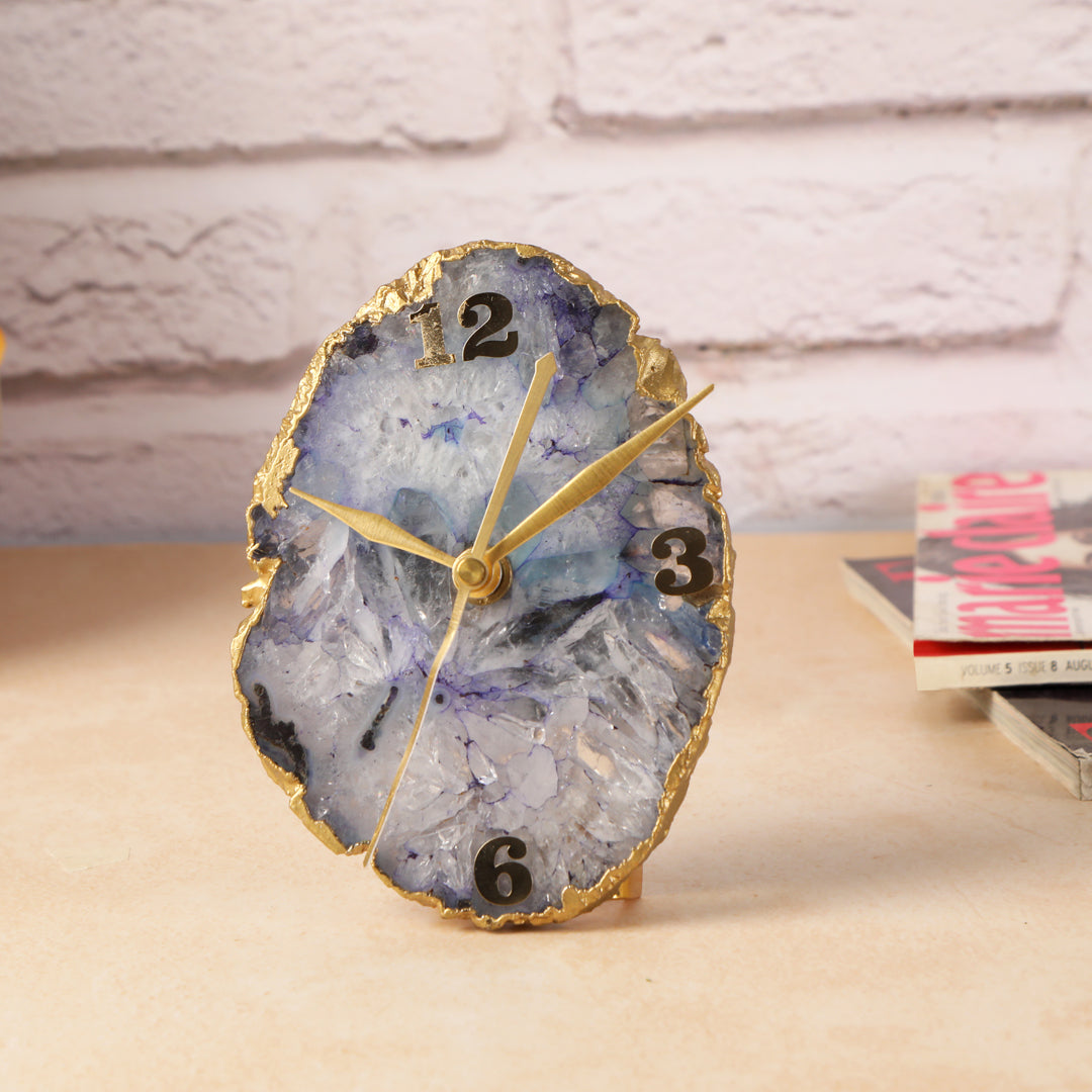 Agate Stone Desk Clock 4 - Analog Table Clock - The Home Co.