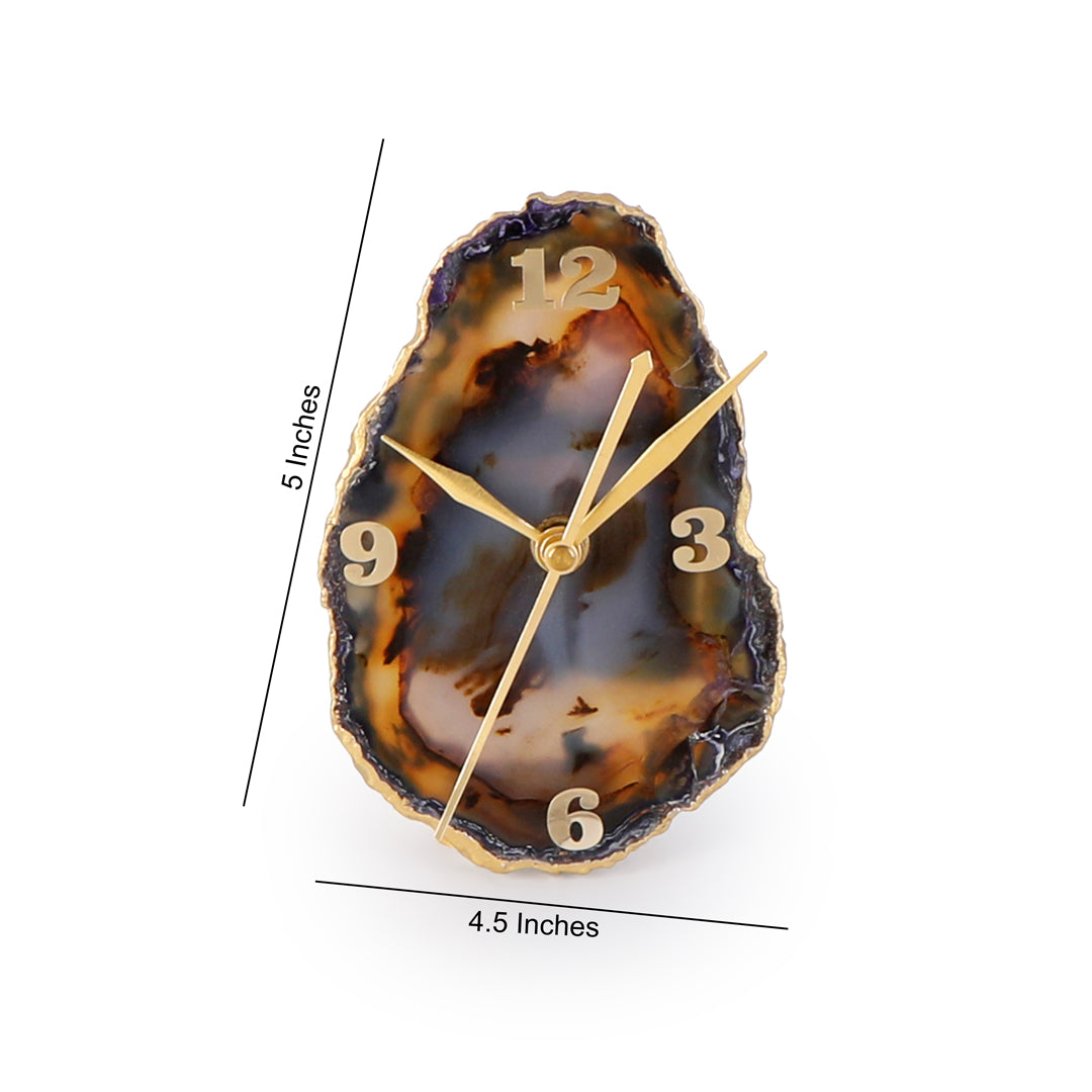 Agate Stone Desk Clock 8 - Analog Table Clock 1- The Home Co.