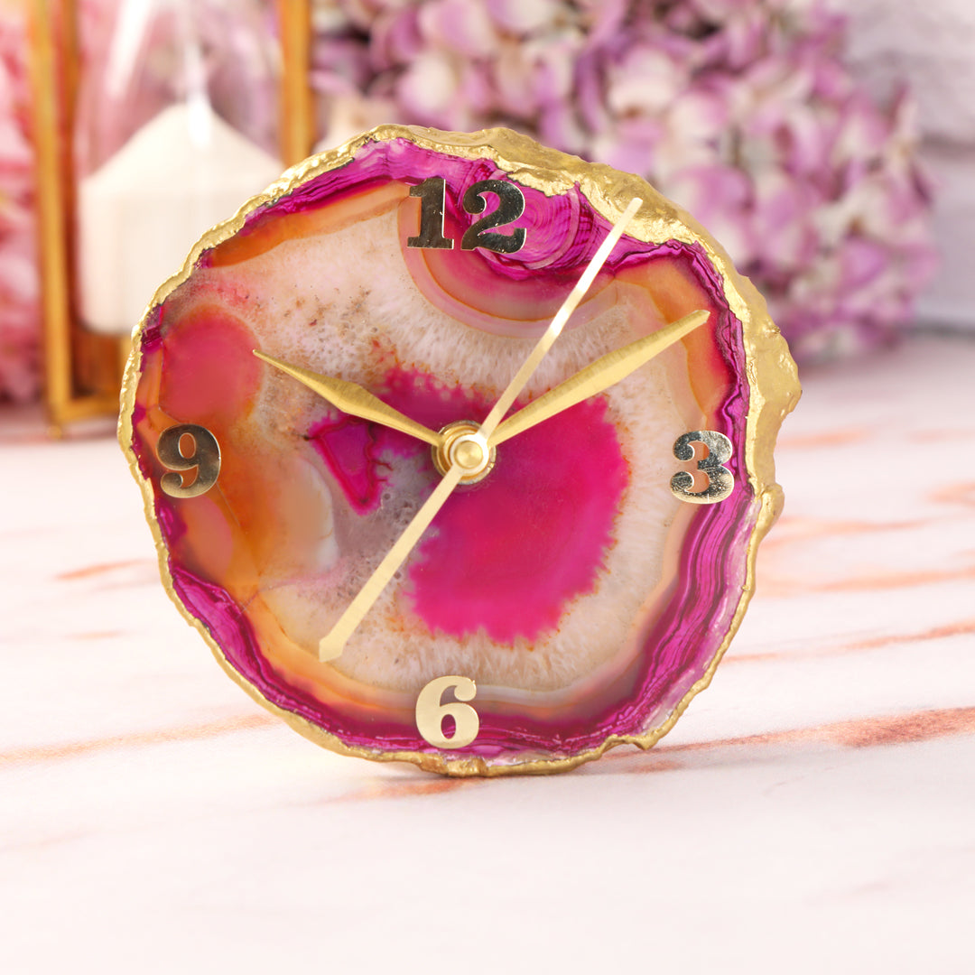 Agate Stone Desk Clock 1 - Analog Table Clock - The Home Co.