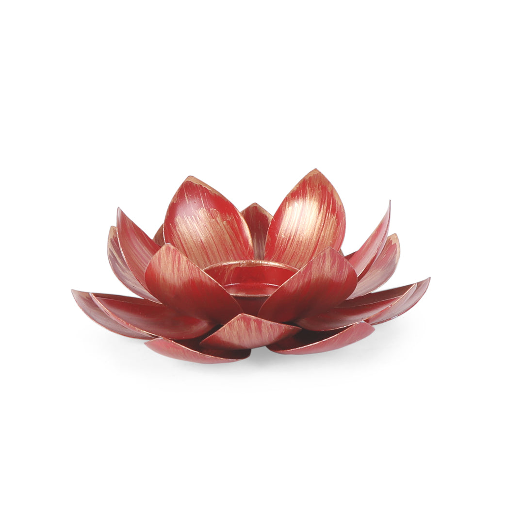 Tea Light Candle Stand Set of 2 - Red Lotus Tea Light Candle Holder 3- The Home Co.