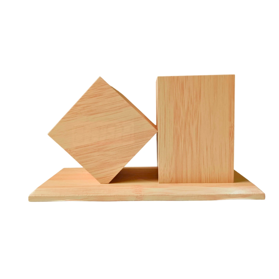 Wooden Cube Of Penstand With Digital Clock
