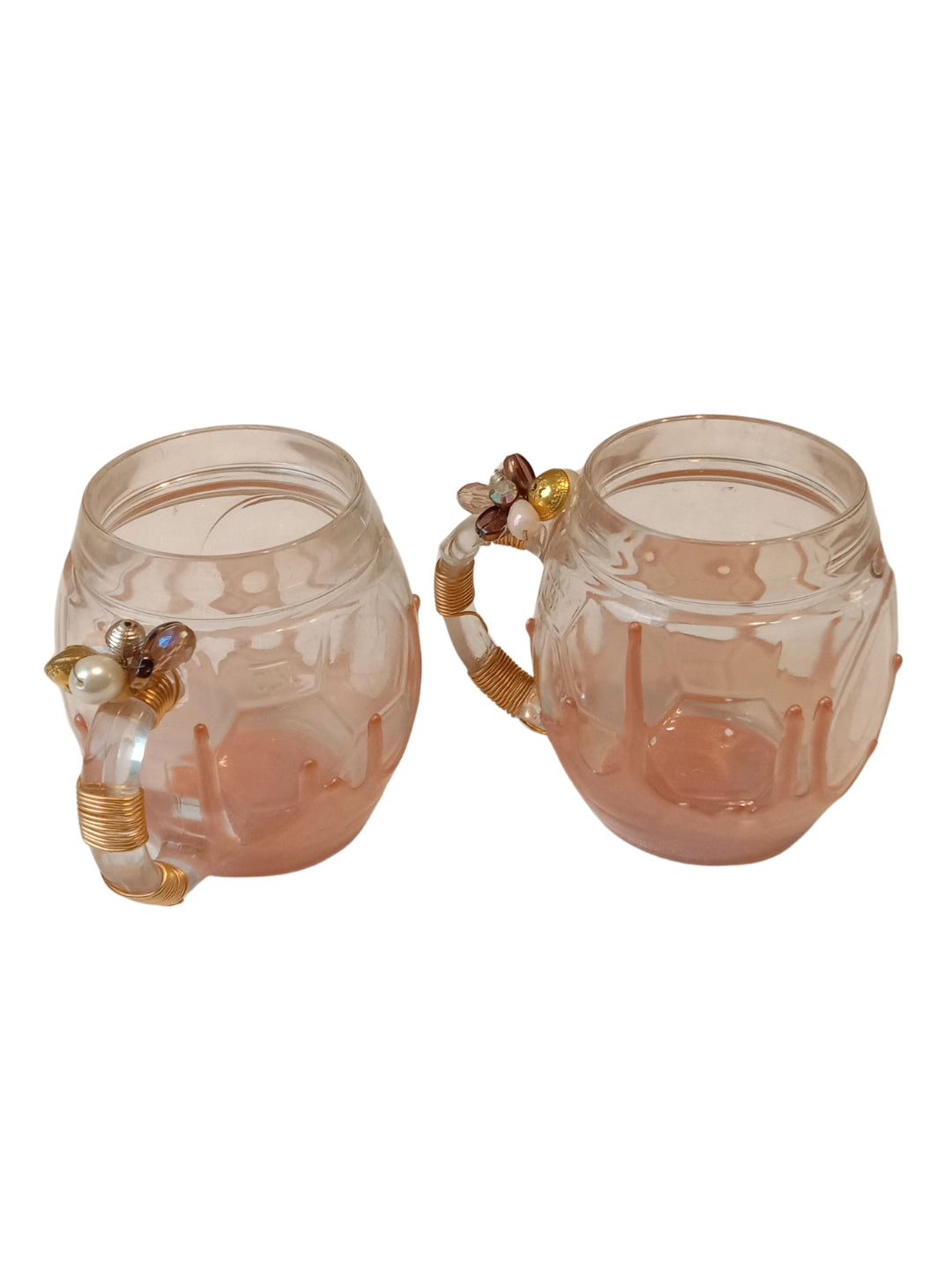 Peach Resin Football Filigree Cup Set of 2