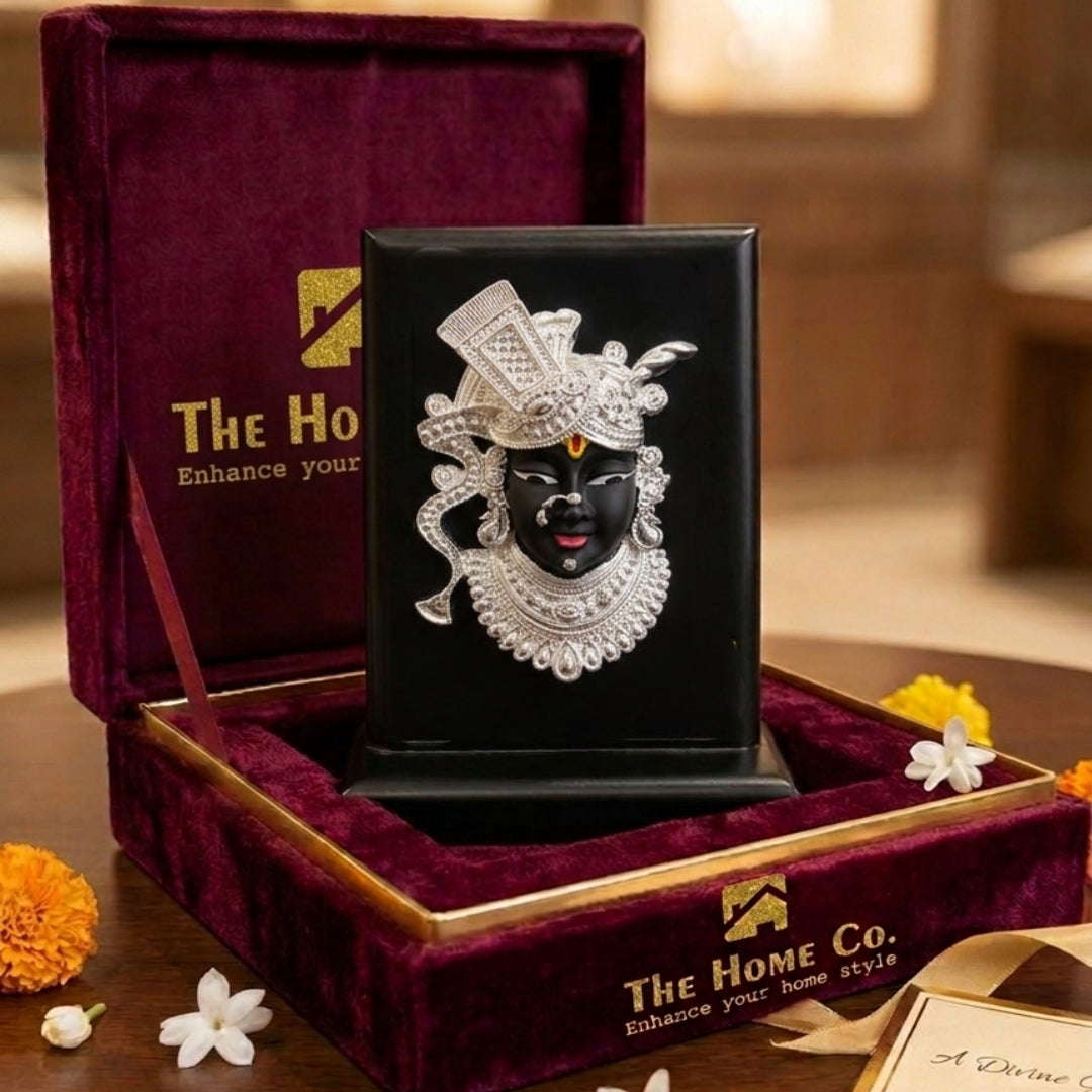 The Home Co- 999 Pure Silver Plated Divine Shreenathji  Idol Handcrafted Spiritual Decor & Auspicious Gift (Copy)