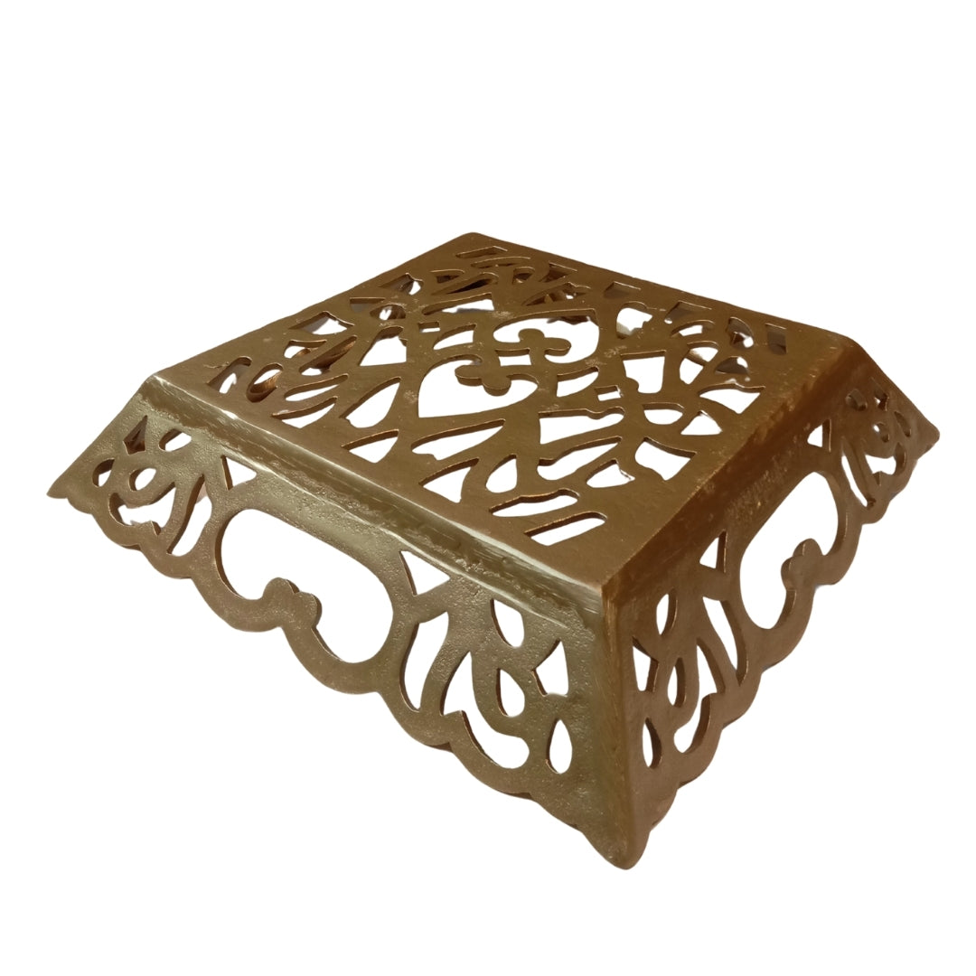 Metal Cutwork Dull Gold Tray