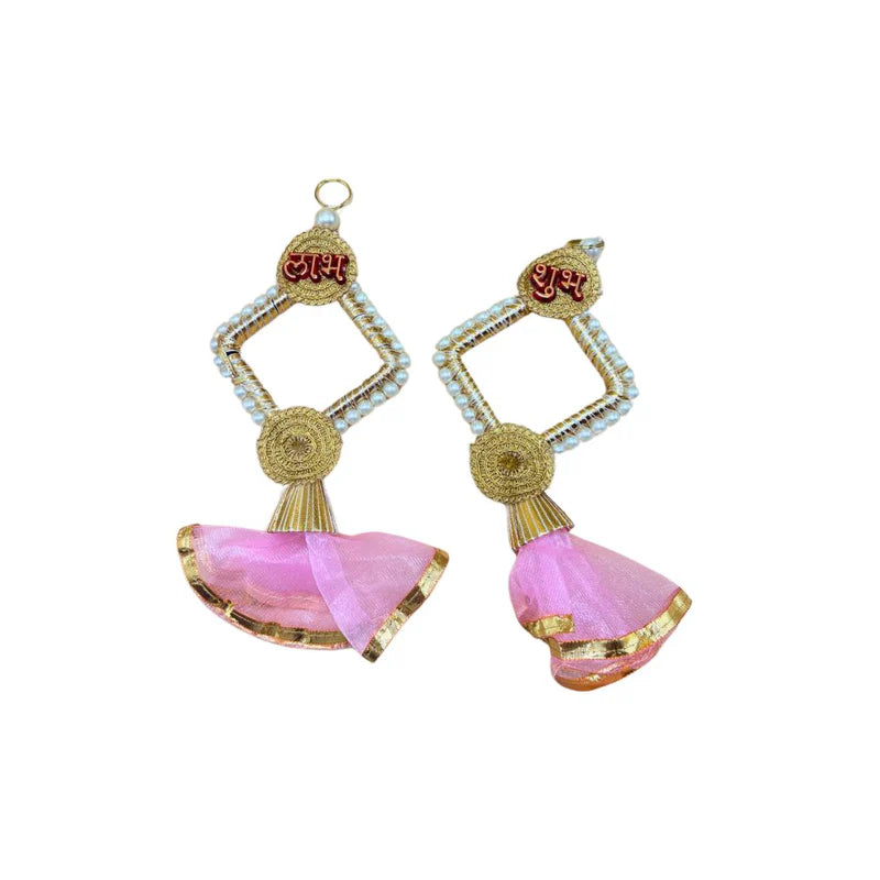 Side Hanging Set Of 2 - Shubh Labh Pink & White