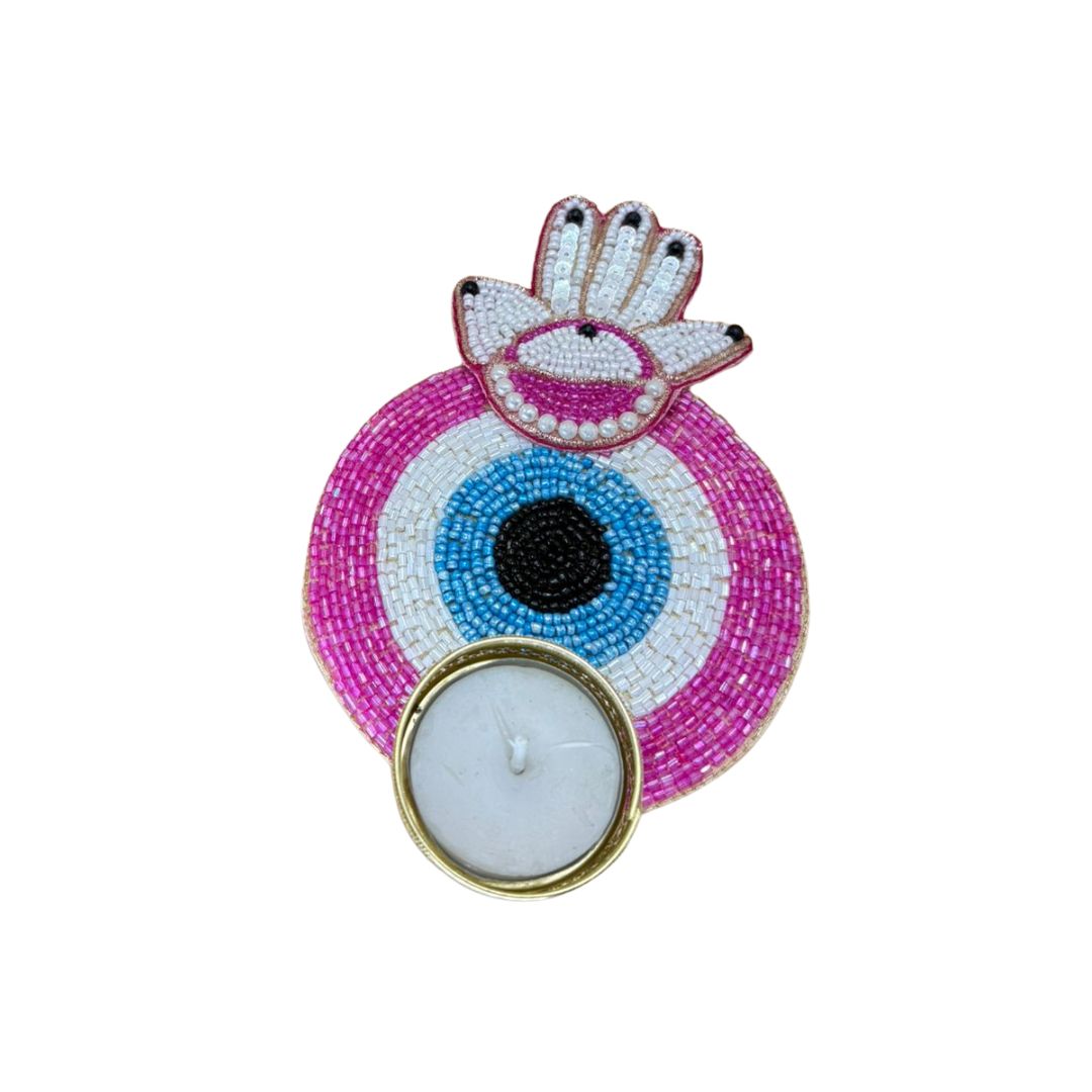 Evil Eye Tea Light Large Pink Set Of 2