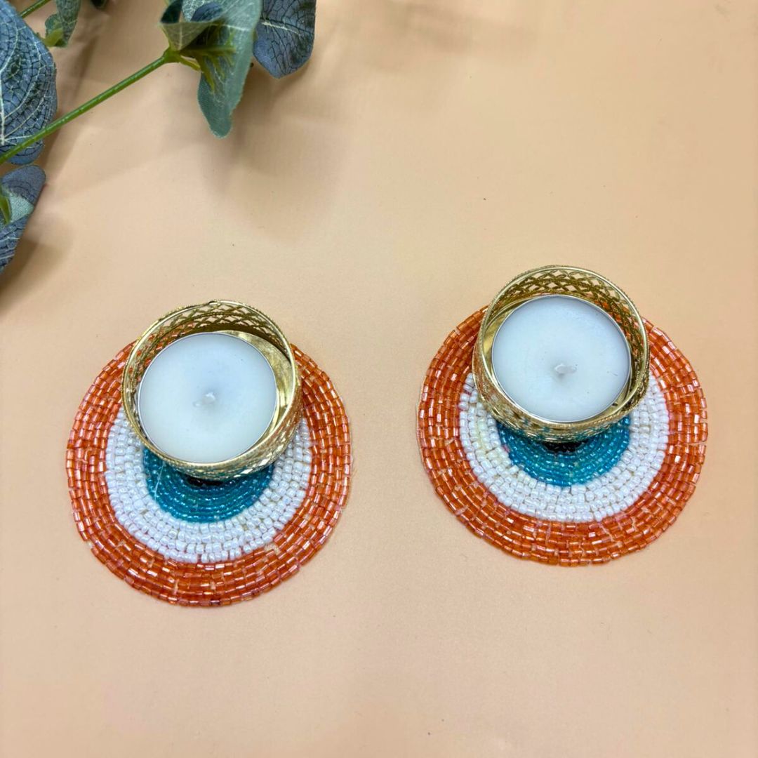 Evil Eye Tea Light Set Of 2 Orange