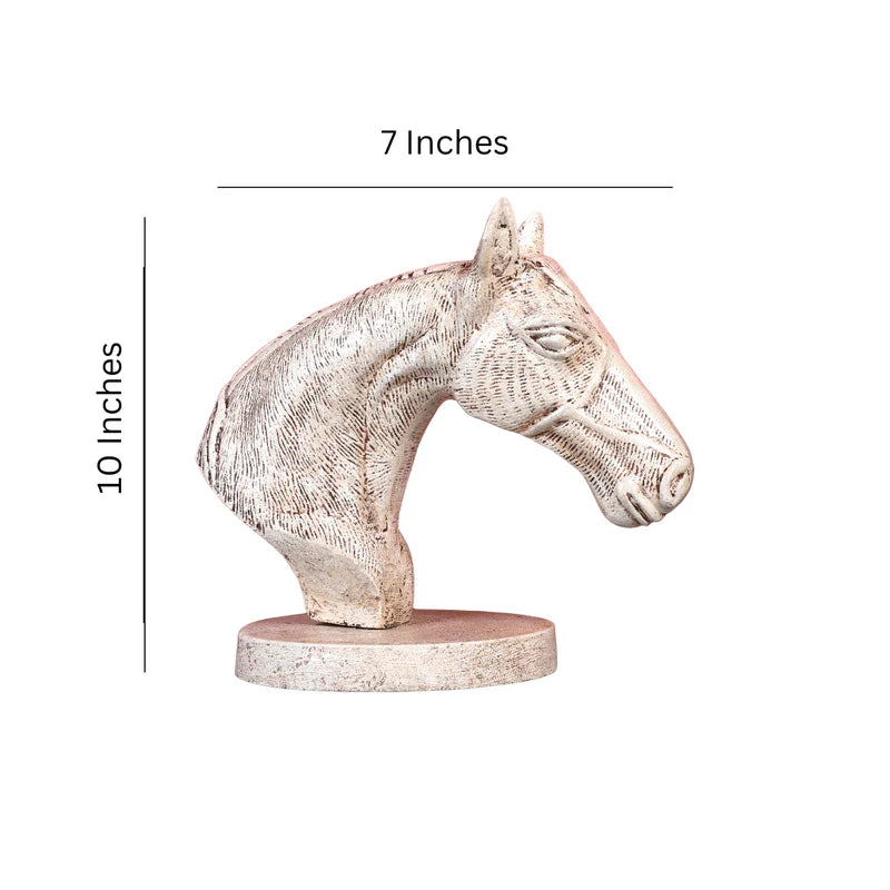 Metal Cream Finish Horse Artifact