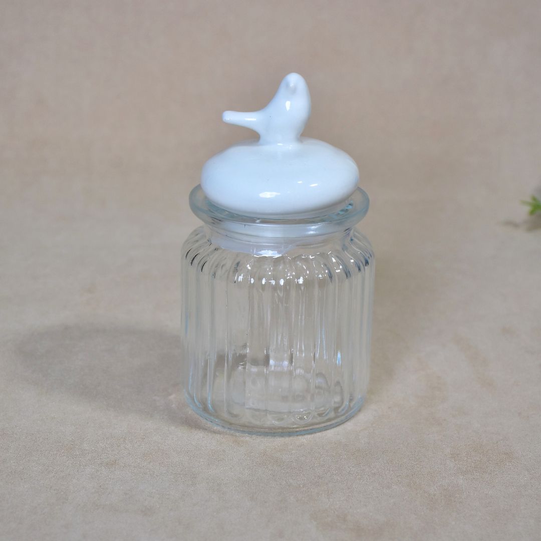 Ceramic Jar With Bird Lid Set Of 3