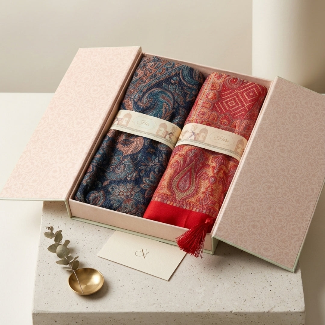 Premium Polyblend Shawl Couple Gift Set