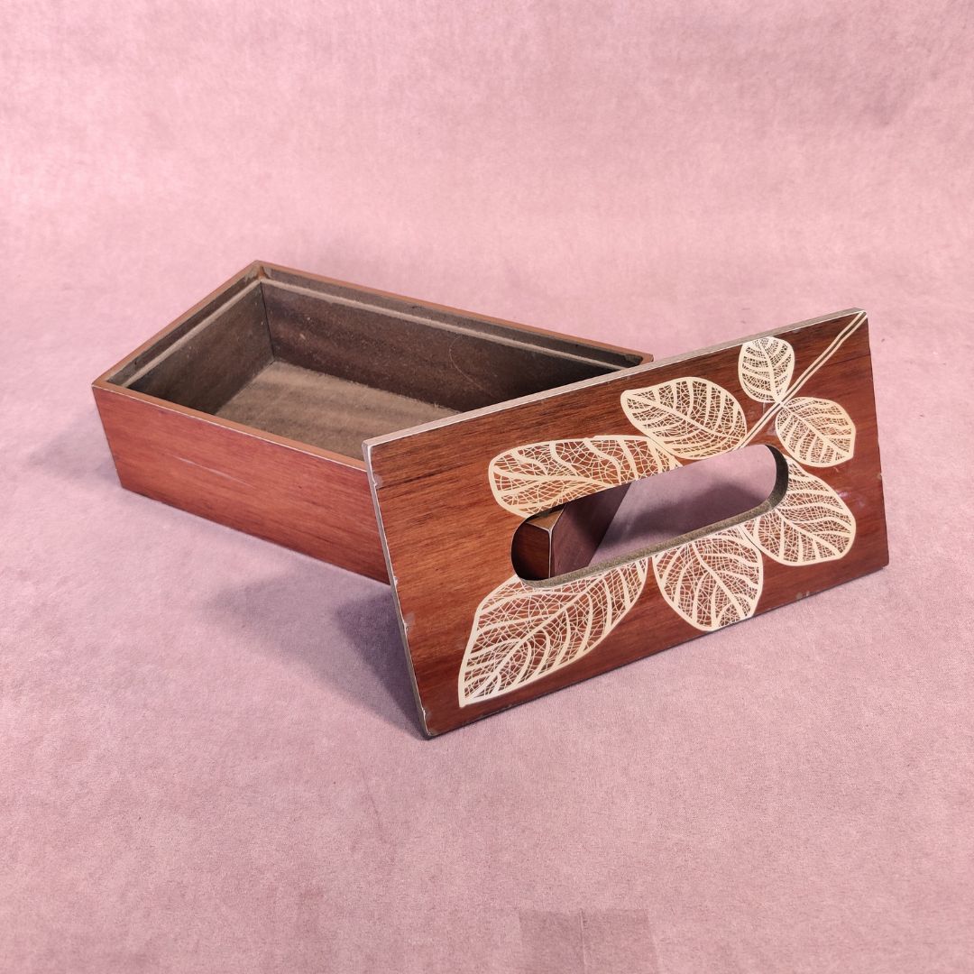 Tissue Box - Brown Leaf