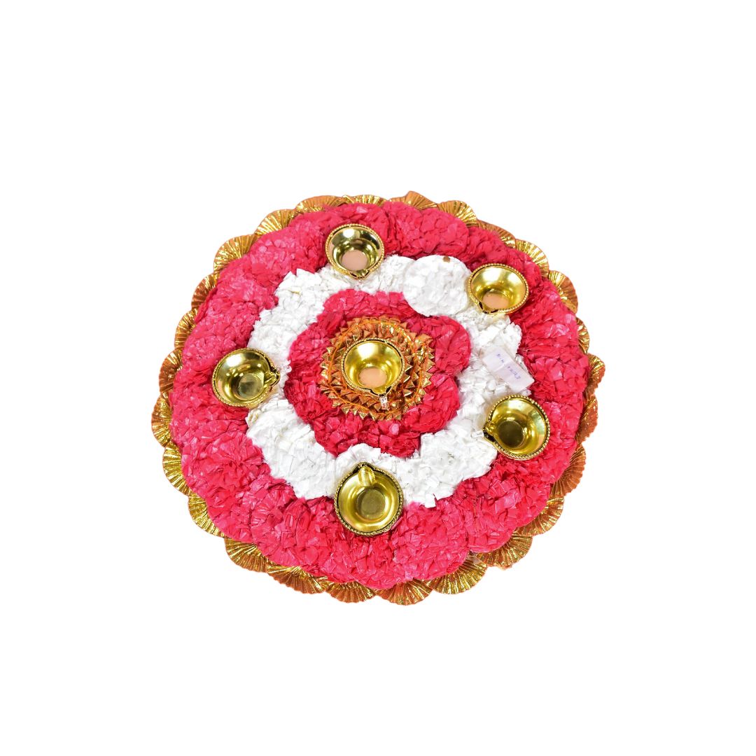 Genda Mats With Light Diya - Round