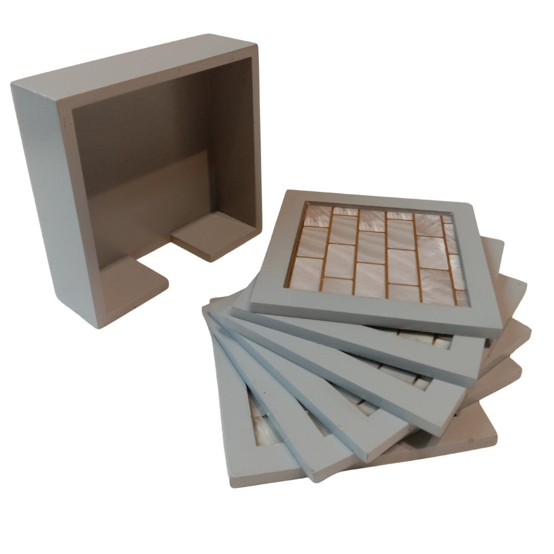 Table Coaster - Brick print & enamel with deco set of 6