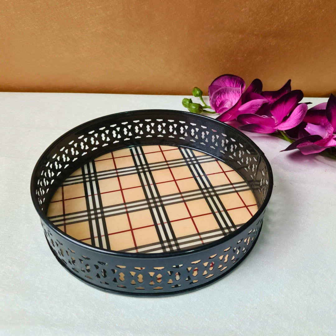 Checks Print Metal Tray Small