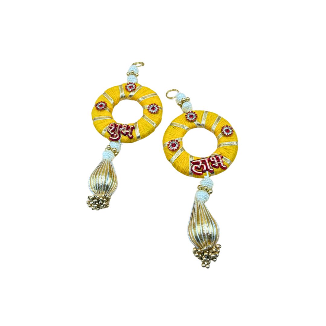 Side Hanging Set Of 2 - Shubh Labh Yellow