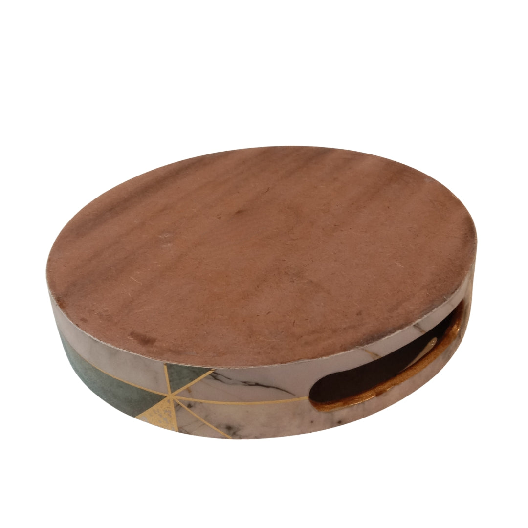 wooden onyx print with enamel round single tray