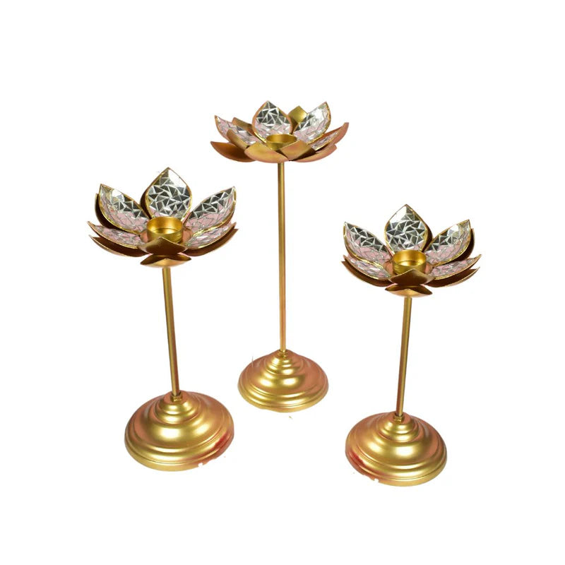 Mosaic & Enamel Lotus Stick Set Of 3