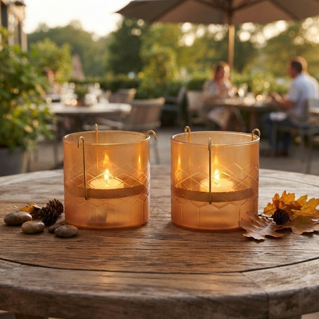 Brown Glass Votives with Internal Metal Tea Light Holders - single pc