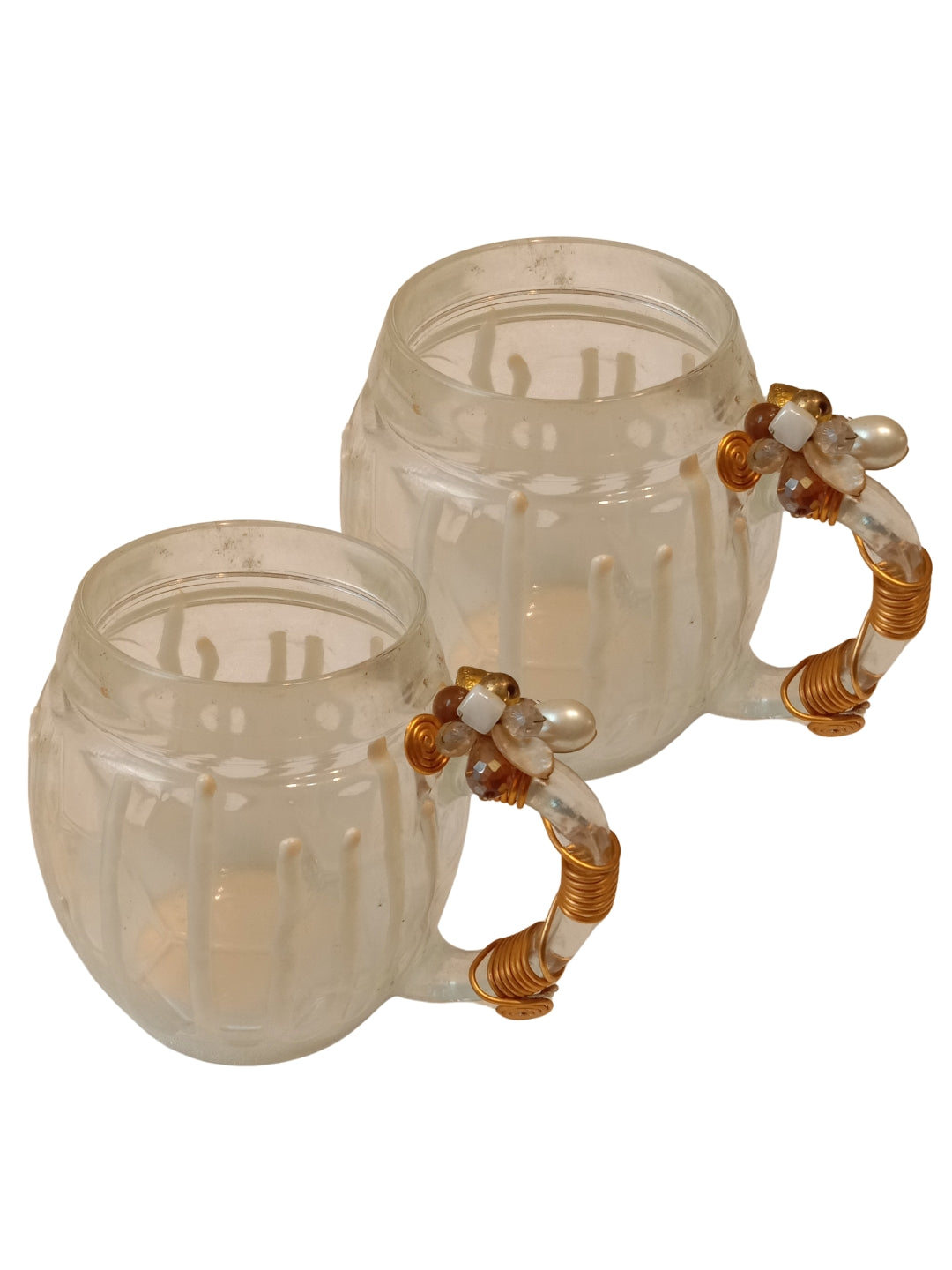 White Resin Football Filigree Cup Set of 2