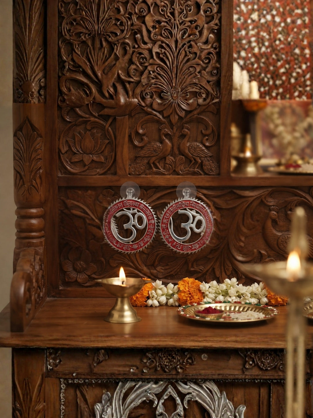 german silver om sidehanging set of 2 - red