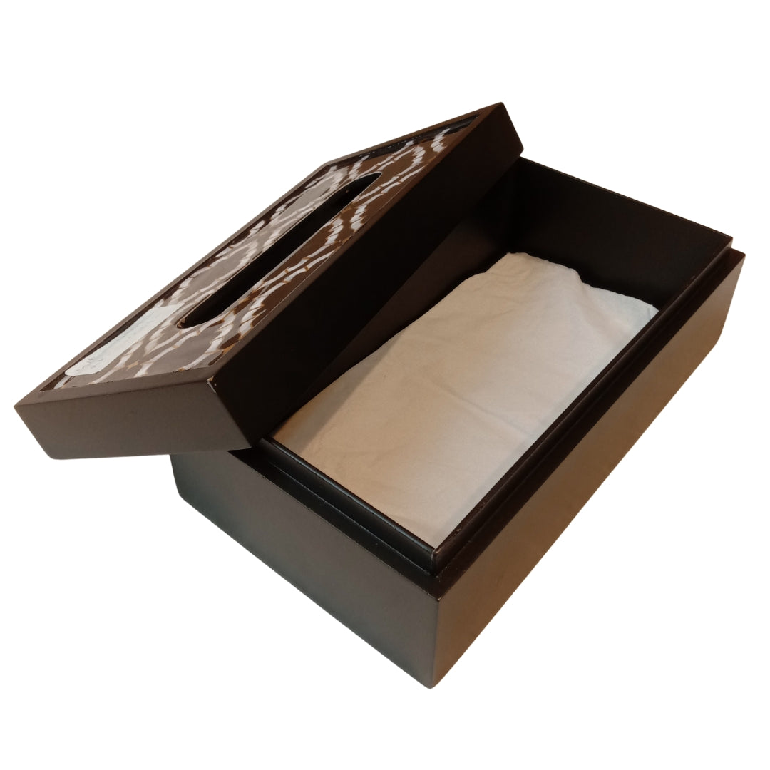 wooden black mosaic print & enamel with deco paint tissuebox