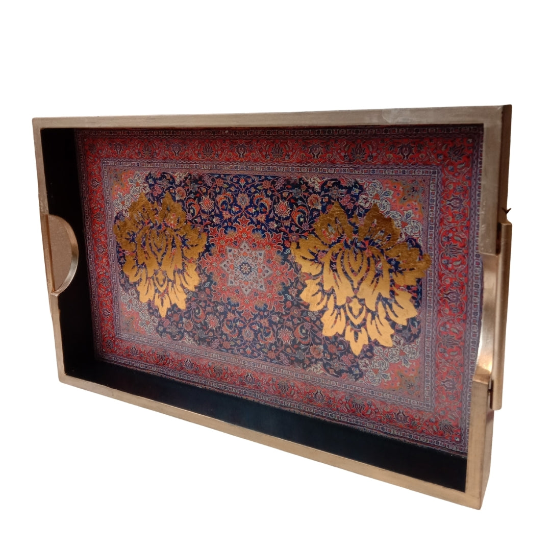 Turkish Maroon Digital Print Enamel Tray Large