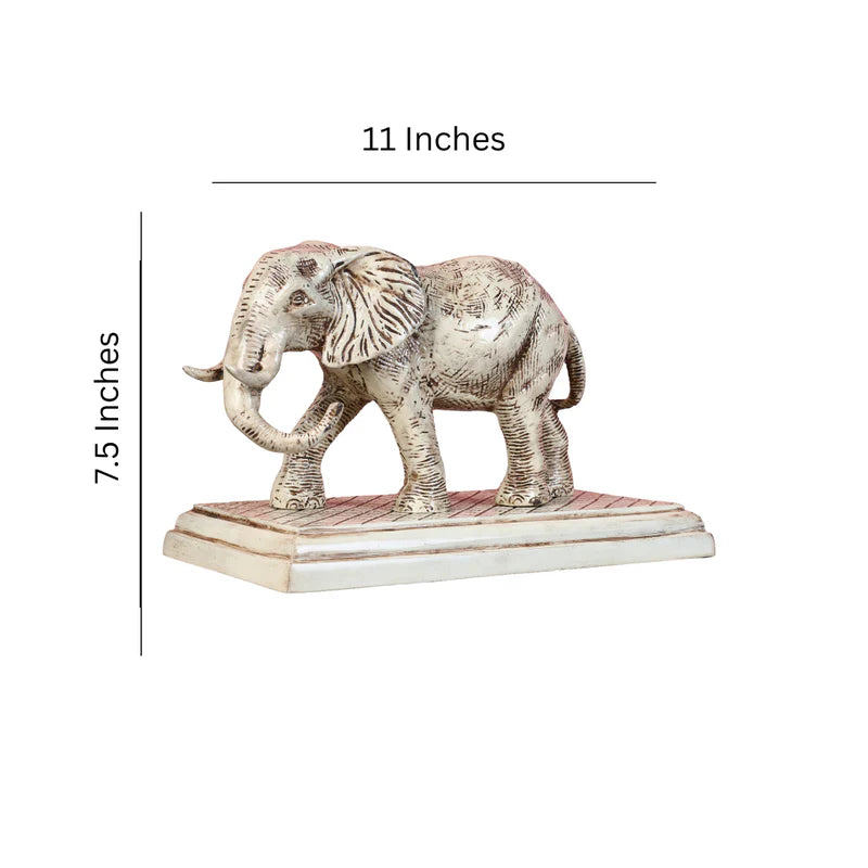 Metal Elephant Cream Finish Artifact