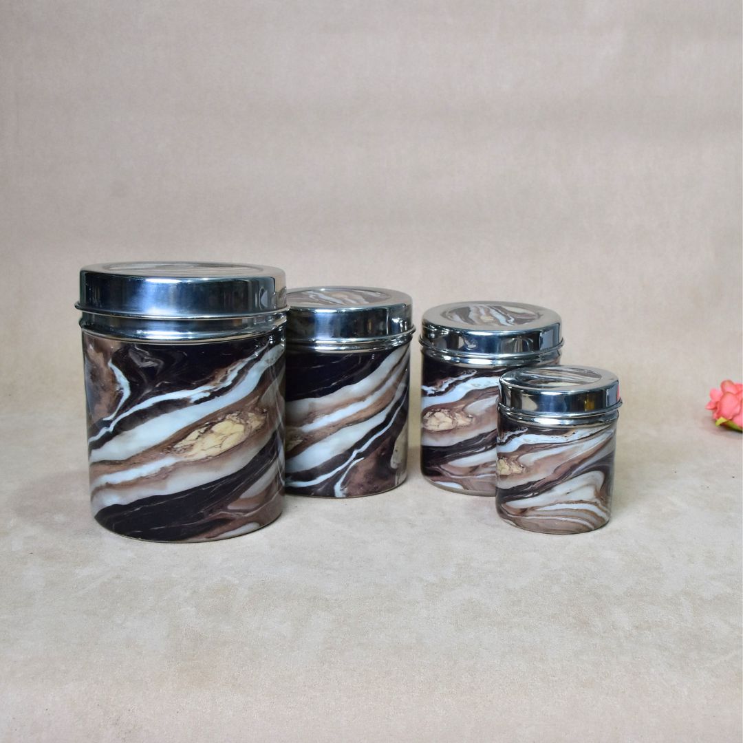 Brown Marble Jar Set Of 4