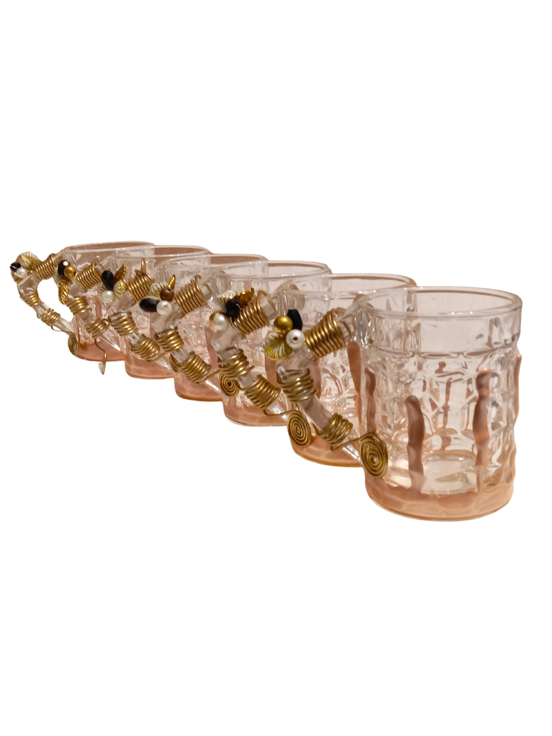 Checkered Tall Filigree Cup Set of 6