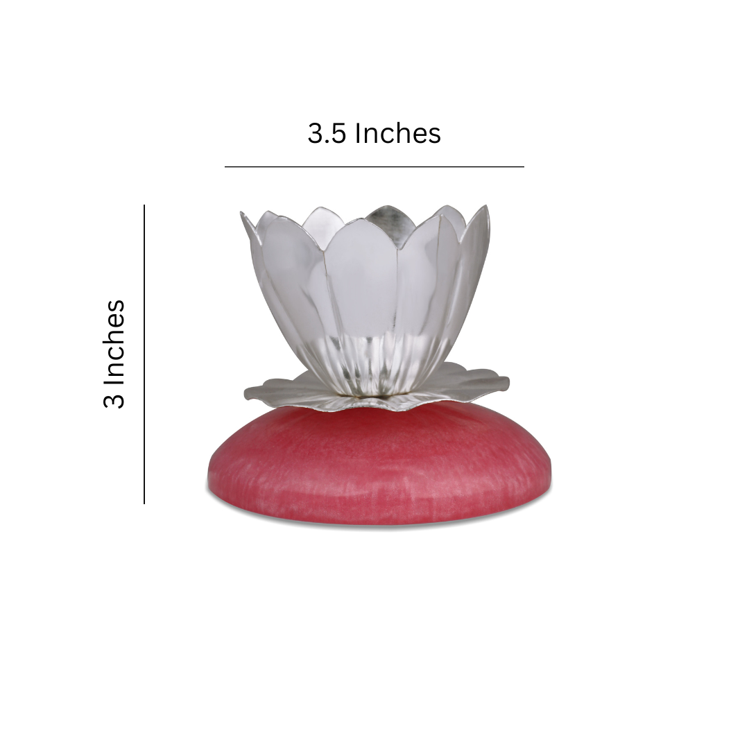 Small Diya With Pink Resin Base