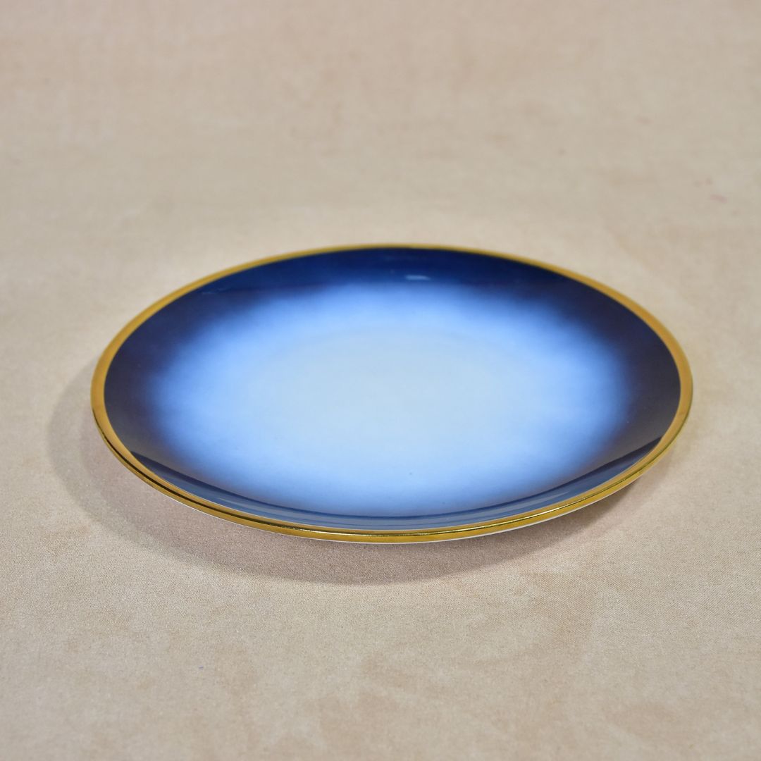 Ceramic Cake Platter Set Of 10 - Blue