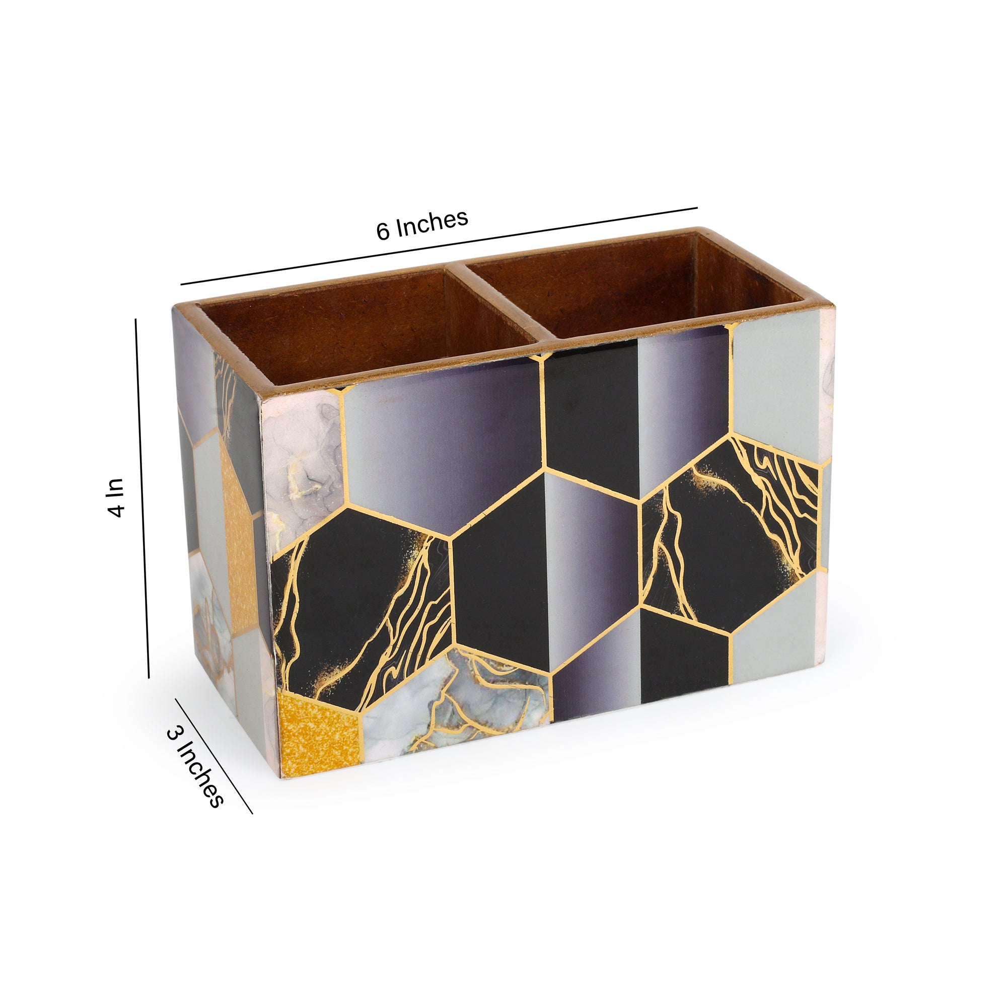 Cutlery Holder 2 Partition - Black Hexagon: The Home Co.