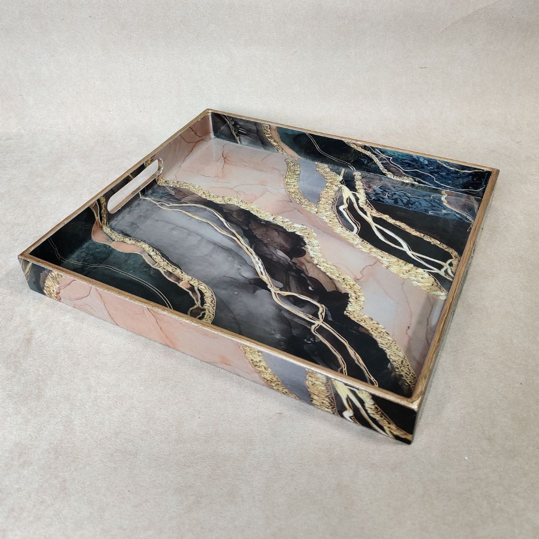 Rectangle Tray -  Brown Marble