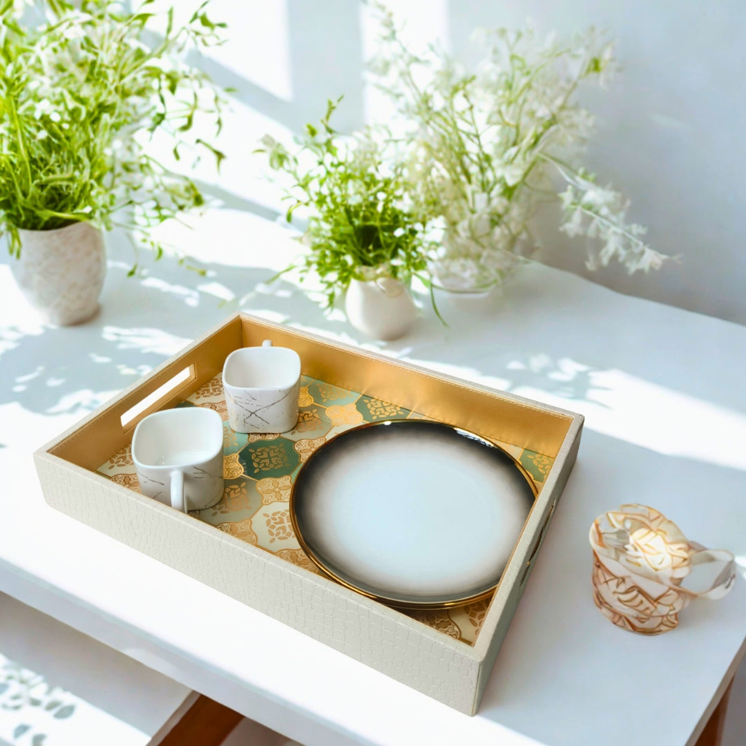 Brown Mosaic Leatherette Tray