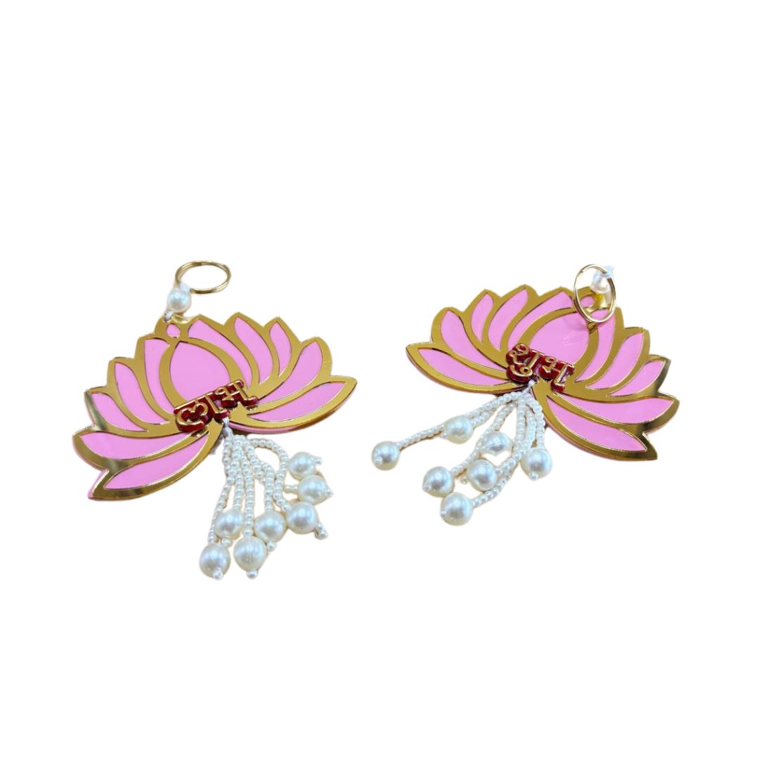 Side Hanging Set Of 2 - Lotus Shubh Labh Pink