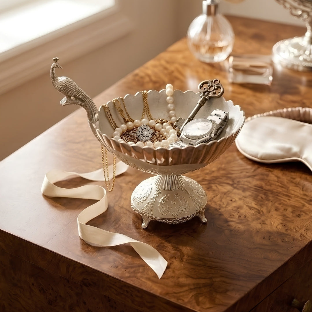 Decorative Silver Plated Peacock Footed Bowl