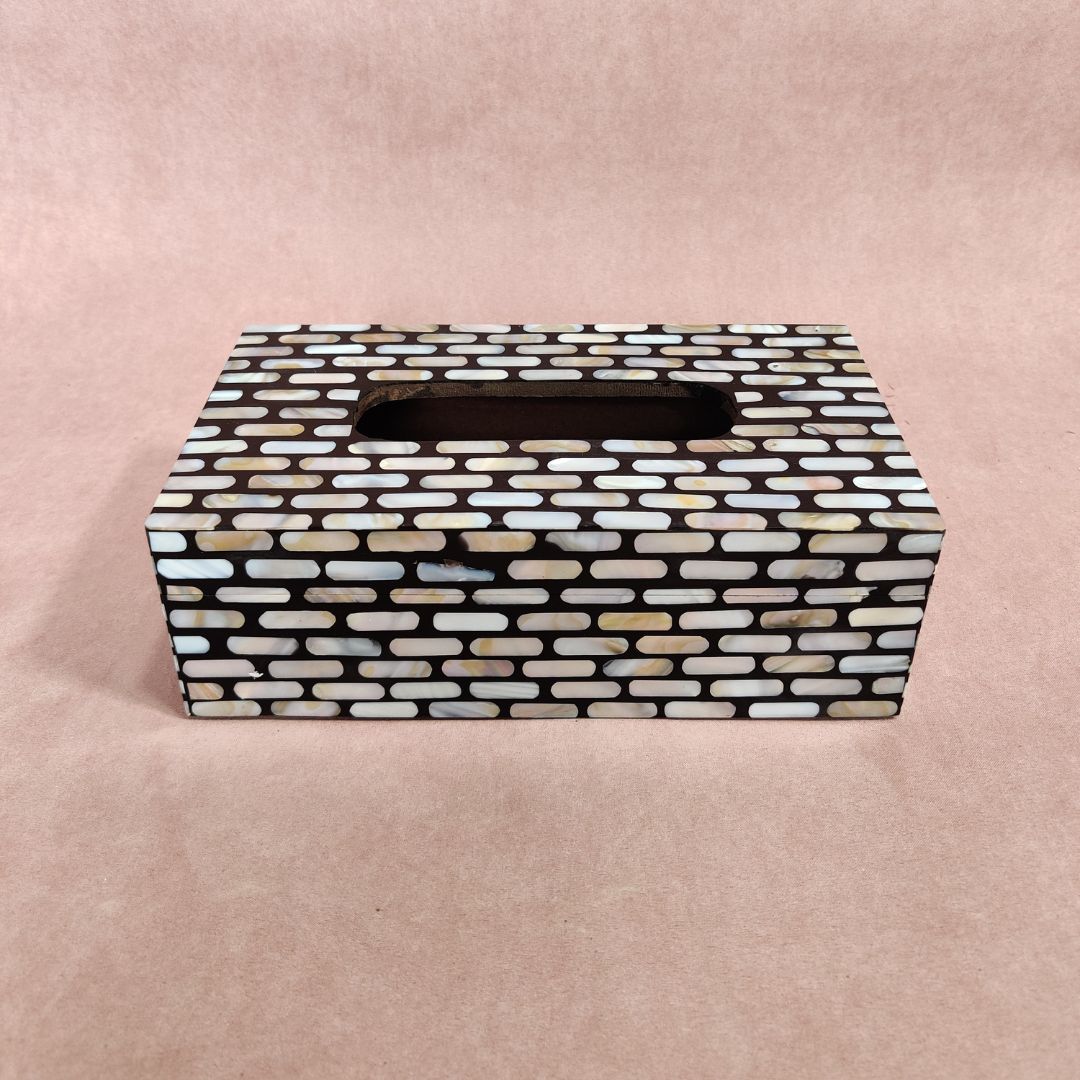 Tissue Box - Black & White Mother Of Pearl