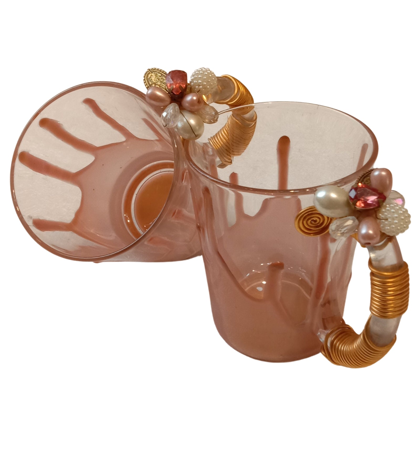 Peach Resin Coffee Filigree Cup Set of 4