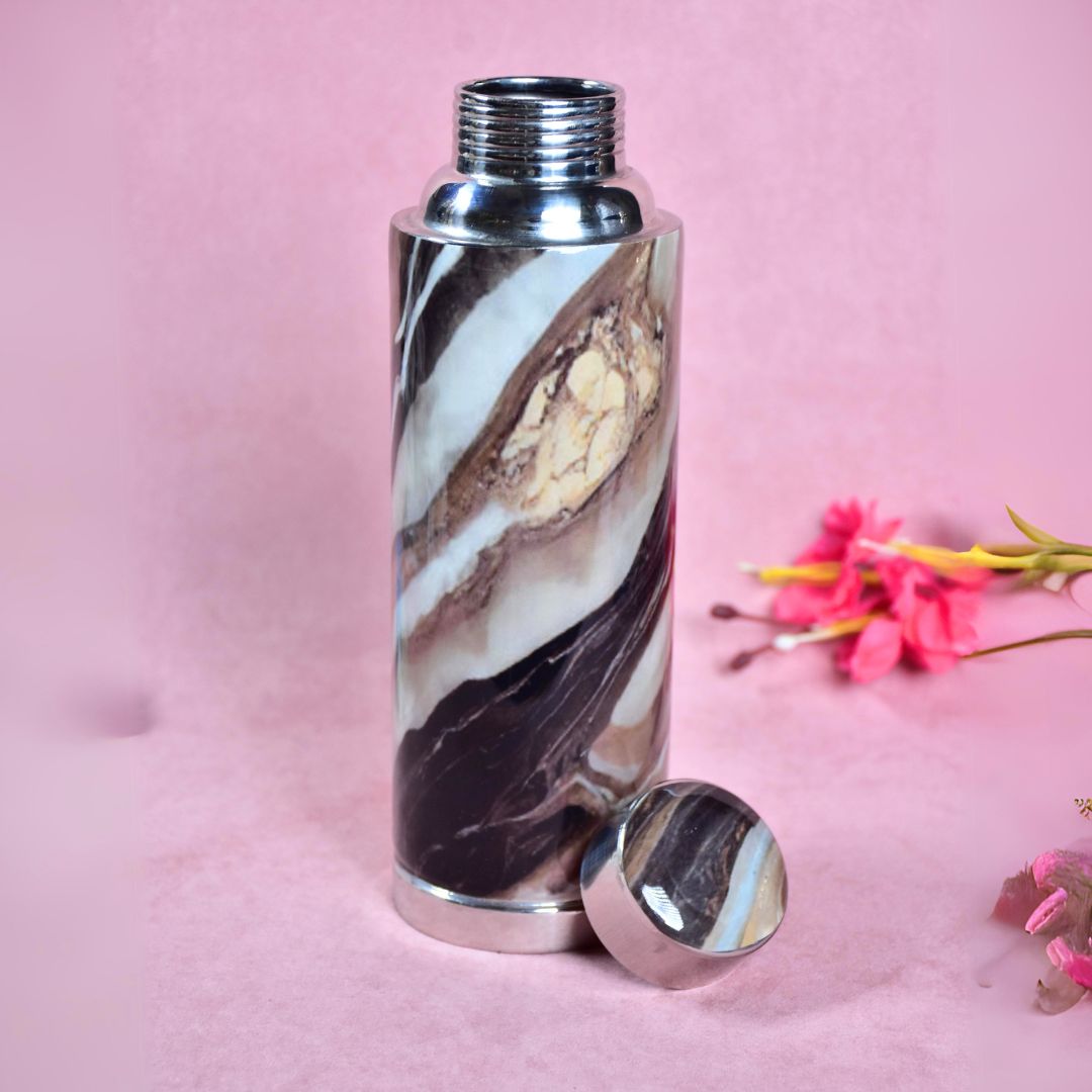 Brown Marble Copper Bottle - Set Of 3