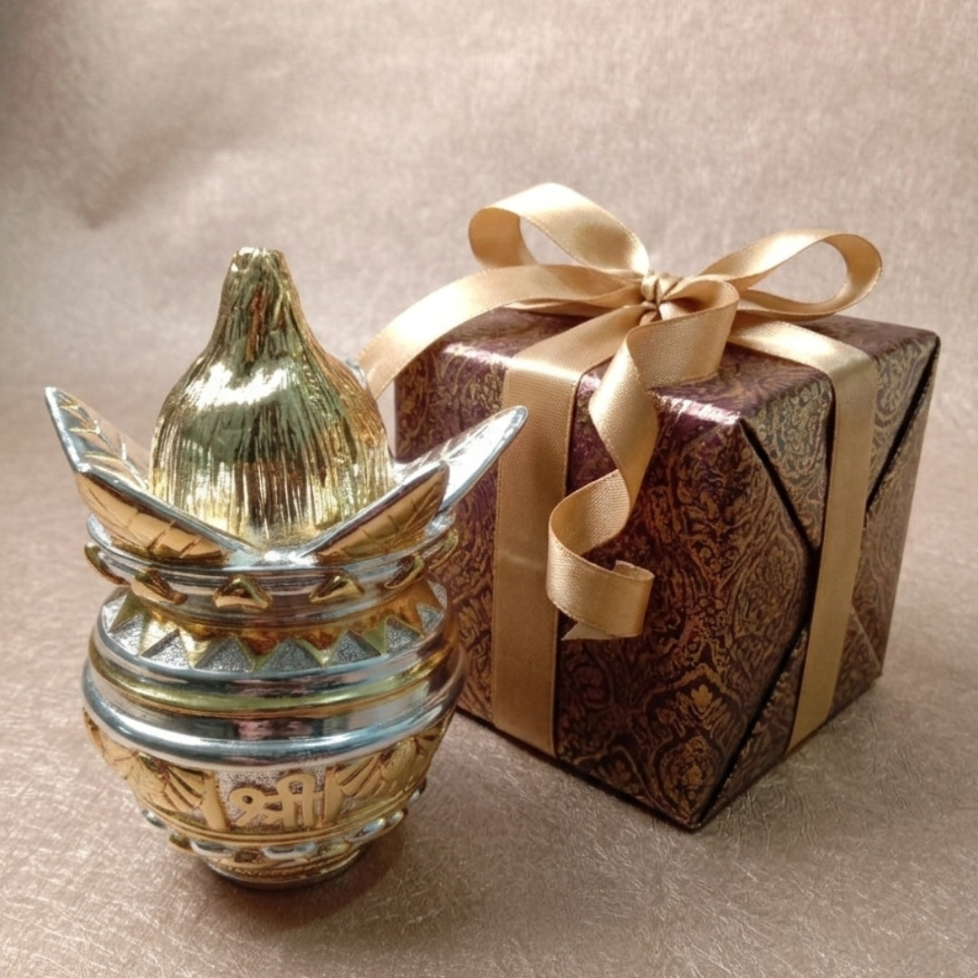 The Home Co- 999 Pure Silver Plated & 24K Gold Plated kumbh Kalash: Divine  Mangal Kalash Idol