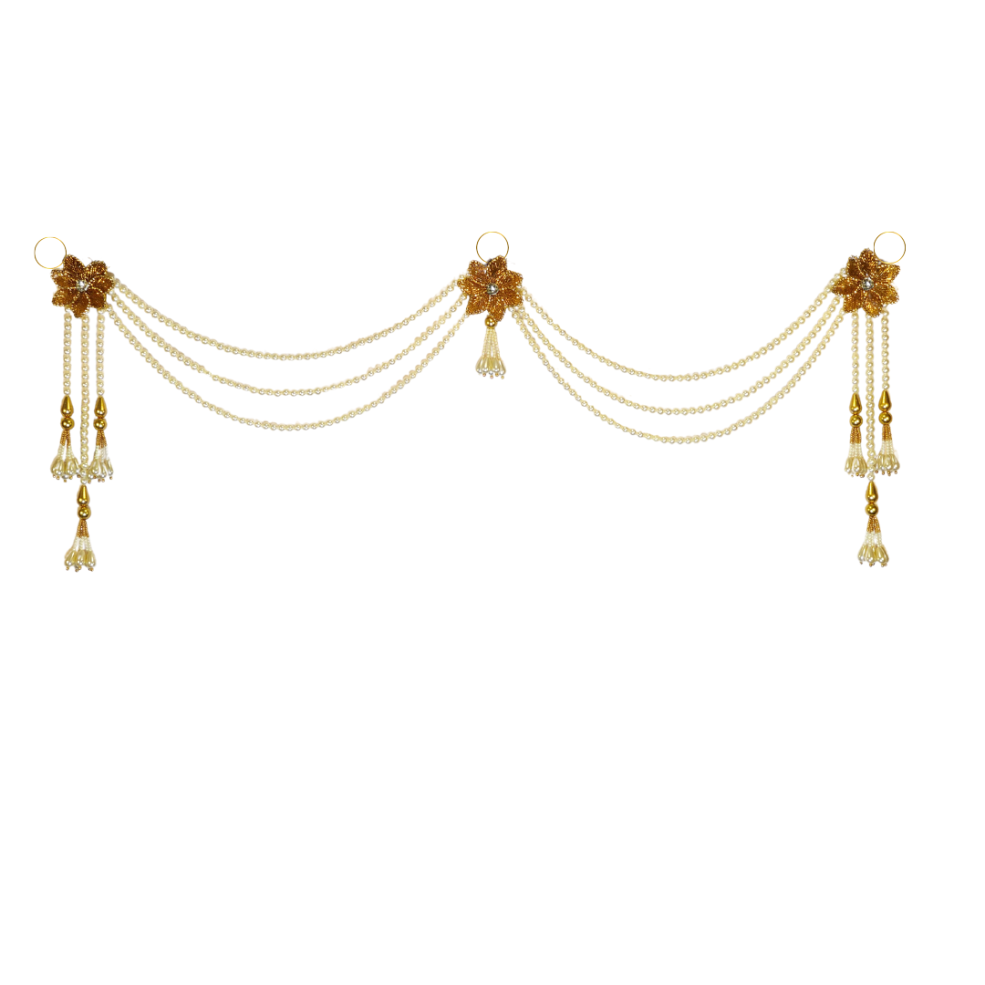 Gold Flower With Pearl Beaded Toran