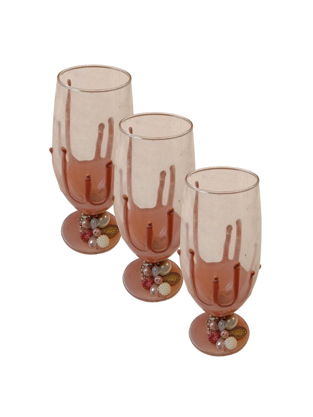 Peach Resin Mocktail Filigree Glass Set of 4