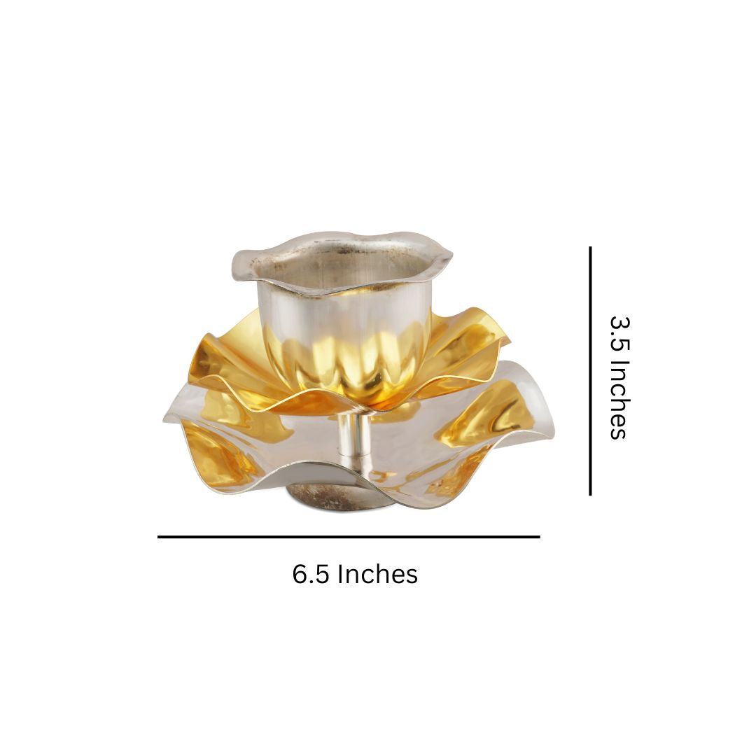 Brass Lotus Gold Silver Plated Diya